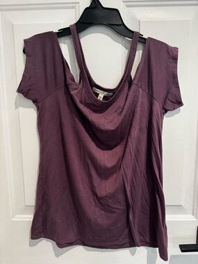 Express Plum Cold-Shoulder Double-Strap Scoop Top